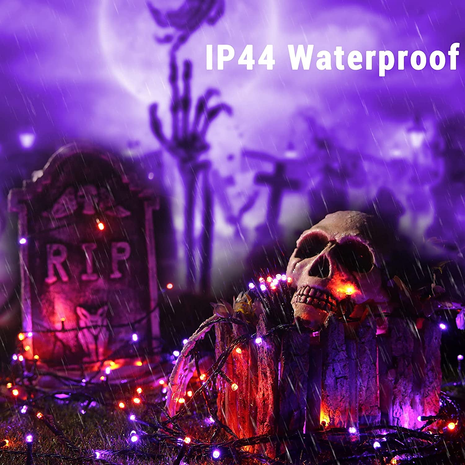 Purple & Orange Halloween Lights, 95.14Ft 240 LED Halloween String Lights Connectable with Timer, 8 Modes Outdoor Halloween Lights, Plugin Mini Lights Waterproof for outside Spooky Decoration