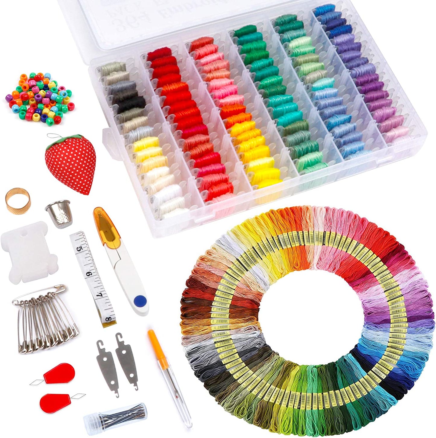 Embroidery Floss Kit, 364 Pack Embroidery Cross Stitch Kit with 200 Colors Friendship Bracelets Floss and Cross Stitch Tools for Embroidery and Friendship Bracelet String Make