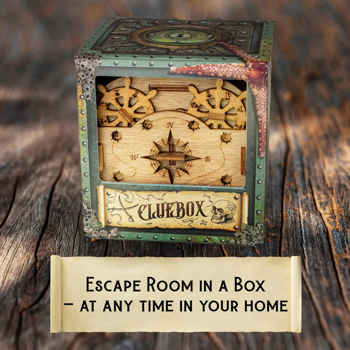 Cluebox - Davy Jones Locker - Escape Room Game - Puzzle Box - Gift Box - 3D Wooden Puzzle for Adults - Wooden Jigsaw - Brain Teaser - Birthday Gift Gadget for Men - Money Box