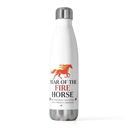 Fire Horse Lunar New Year 2026 Design | 20oz Insulated Stainless Steel Tumbler Bottle | CNY Gift for Family & Friends | Red Gold Traditional