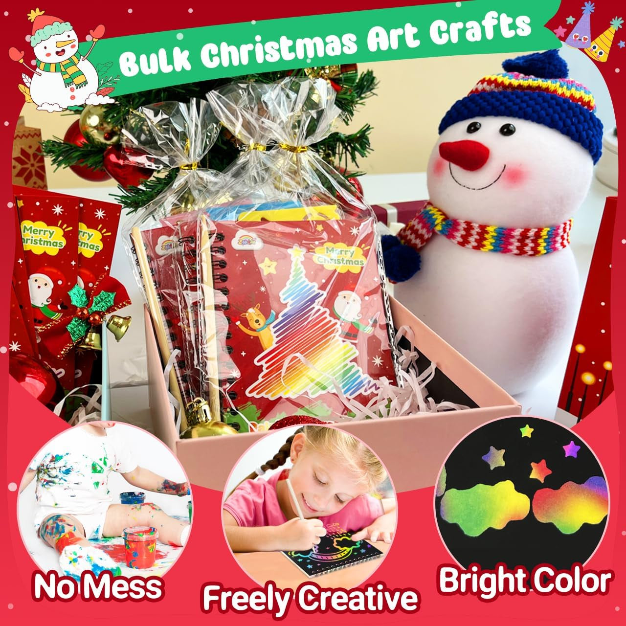 Christmas Gifts Toys for Kids: 24 Pack Rainbow Scratch Art Notebook Bulk Scratch Art Party Favors Girls Boys Birthday Party Favors Scratch Pad Classroom Prizes Stocking Stuffers