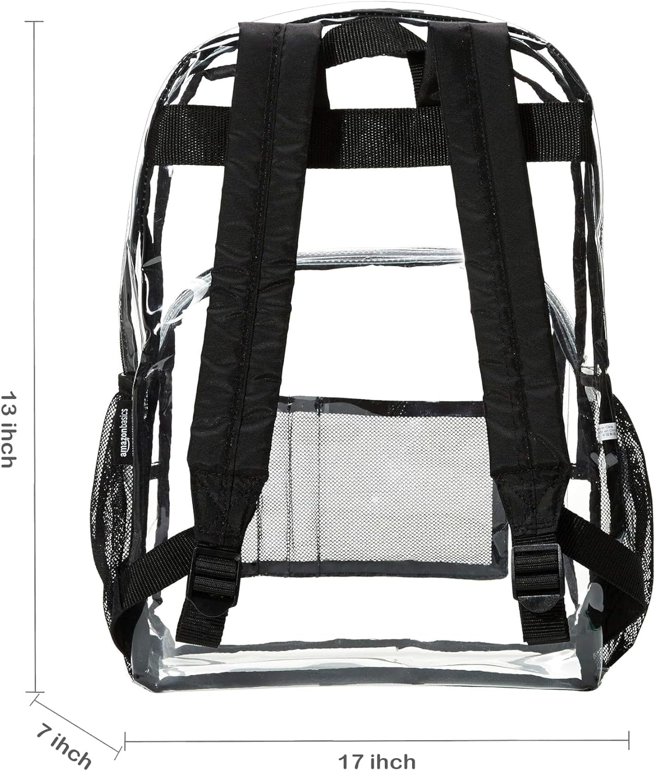 Transparent School Backpack, with Water-Resistant PVC Plastic Material and Ruggedly Ruinforced Shoulder Straps, Clear