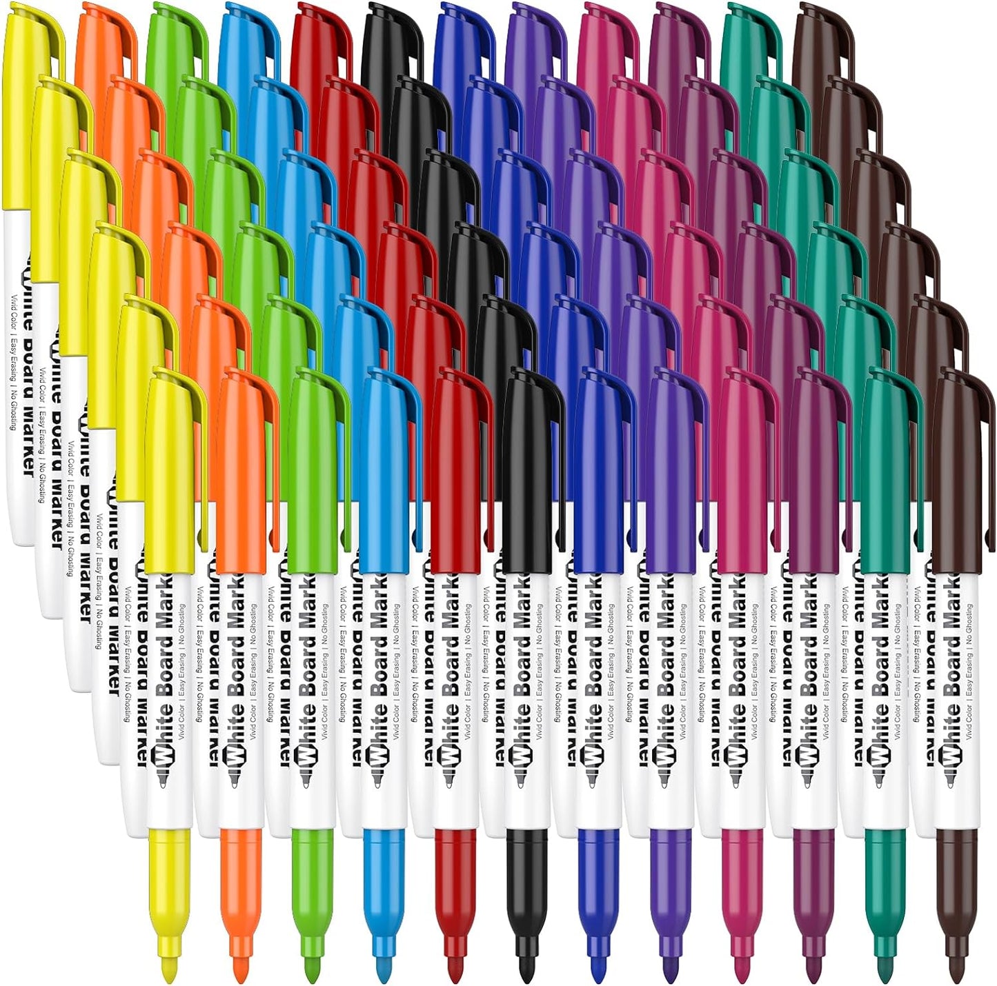 Dry Erase Markers Fine Tip - Whiteboard Markers 24 Pack 12 Assorted Color, Fine Tip Dry Erase Markers for Kids Adults, Color Markers for Classroom