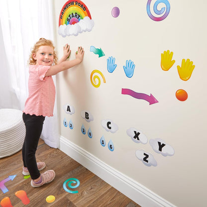 Rainbow Sensory Path Decals for Floor & Wall - Deluxe Sensory Kit (159 Decals) - Rainbow Stickers for Classroom - Teacher Essentials and Must Haves.
