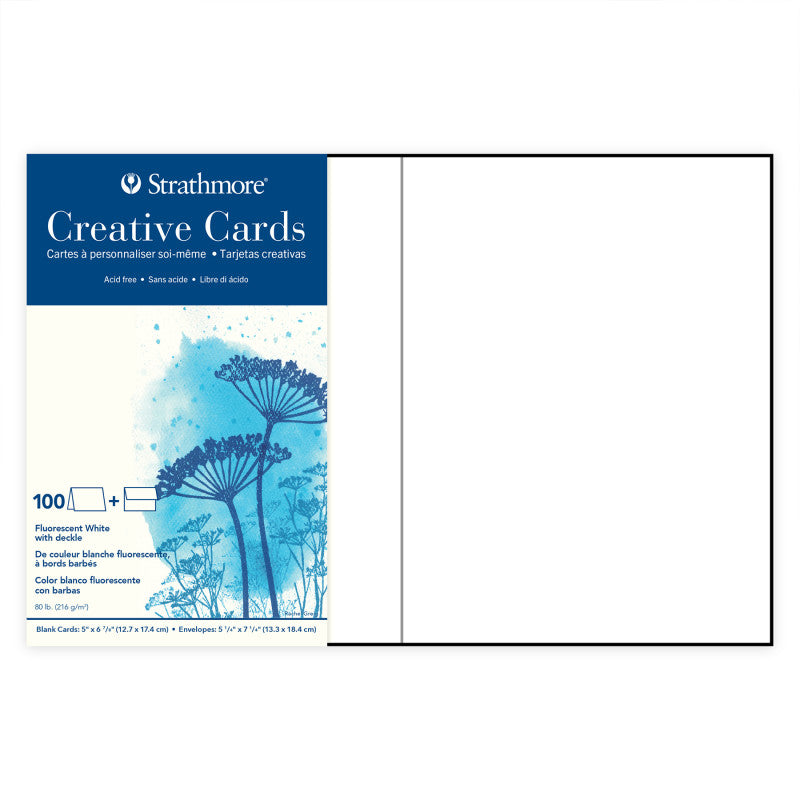 Creative Cards & Envelopes, Fluorescent White with Deckle Edge, Full Size, 5x6.875 inch, Pack of 100