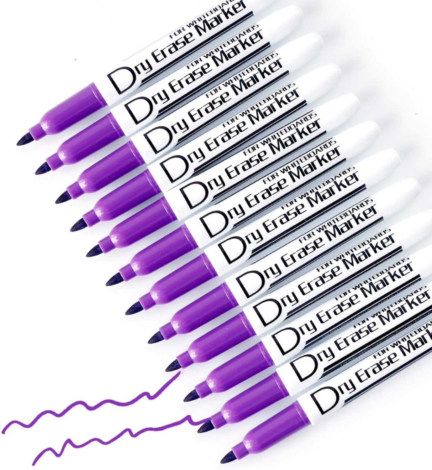 Dry Erase Markers Low Odor Fine Whiteboard Markers Thin Box of 12, 10 Colors