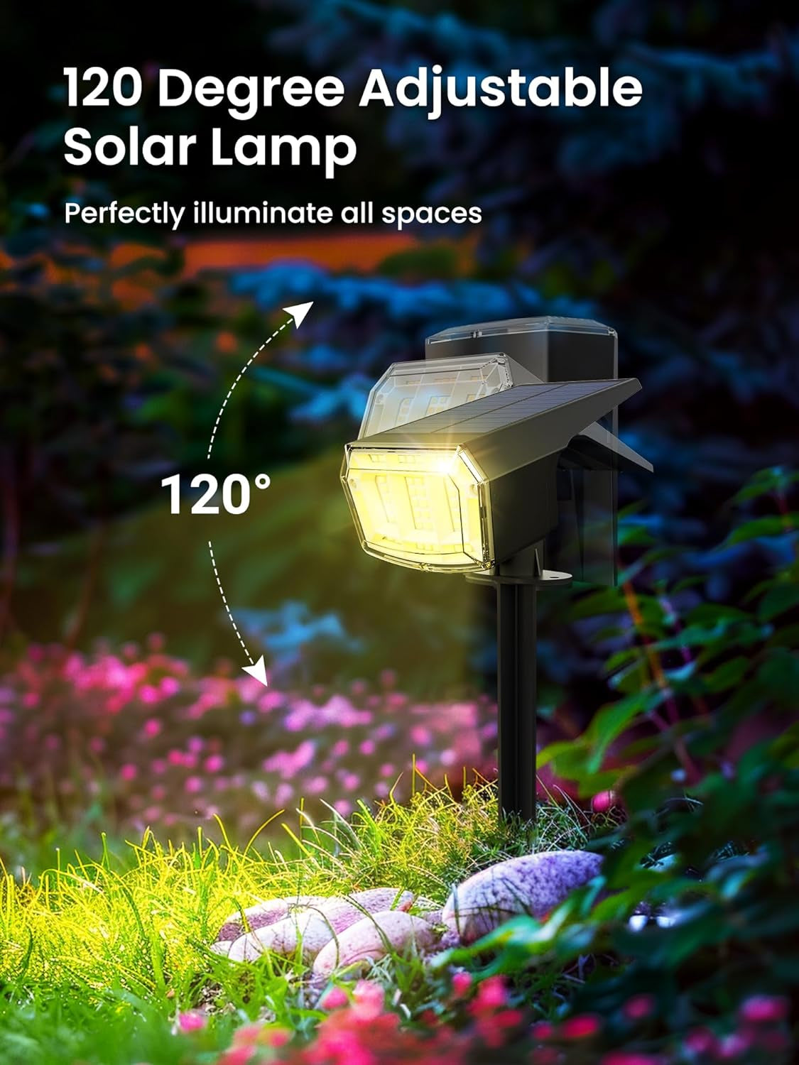 Solar Spot Lights Outdoor Waterproof 6 Pack IP65, 63 LED 3 Lighting Modes Spotlights for Yard Garden House Garage Pathway