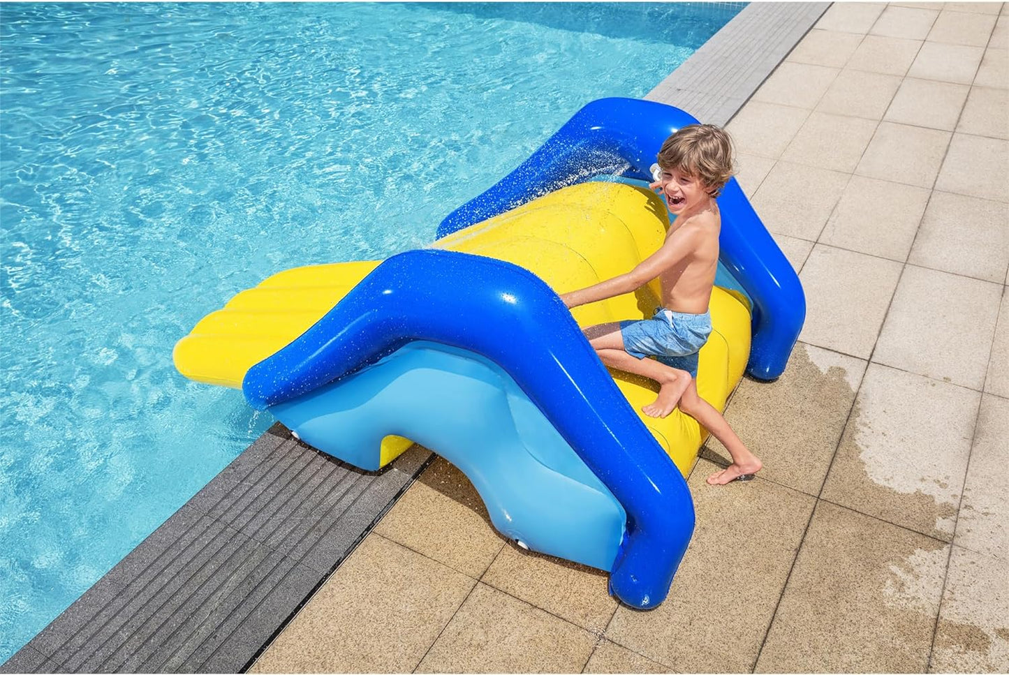 H2OGO! Giant Inflatable Outdoor Swimming Pool Water Slide with Built-In Sprinkler, Large Platform, and 4 Water Chambers for Stability