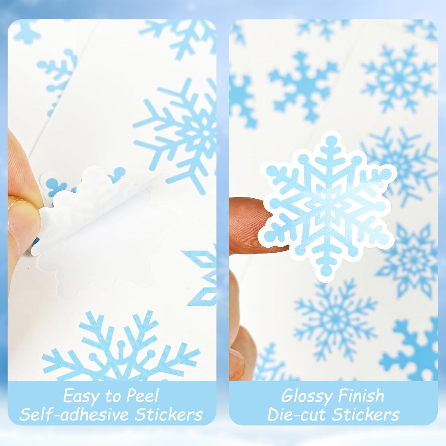 150 Pcs Snowflake Stickers 6 Different Designs Winter Holiday Crafts Envelopes Party Decor Supplies