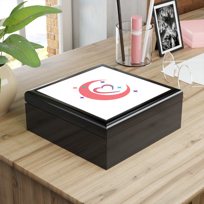 Crescent Moon Heart Gradient | Jewelry Box Keepsake Organizer | Valentine, Galentine’s, Self-Love Gift | Y2K Celestial Aesthetic