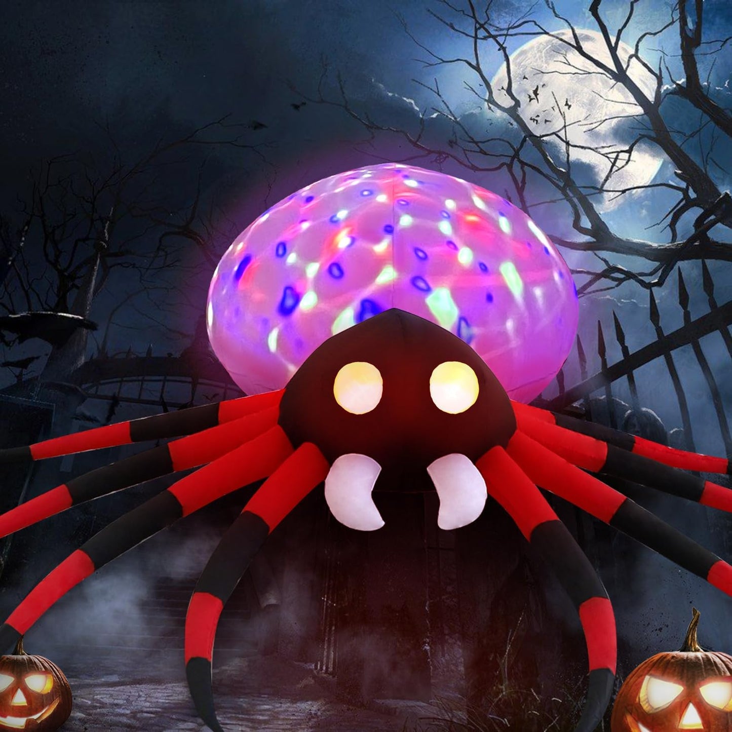 6 Ft. Black and White Octopus Halloween Outdoor Inflatable Decoration, Creepy Skeleton Zombie with LED Lights, Holiday Inflatable Decoration for Outdoor Patio, Garden, Lawn…