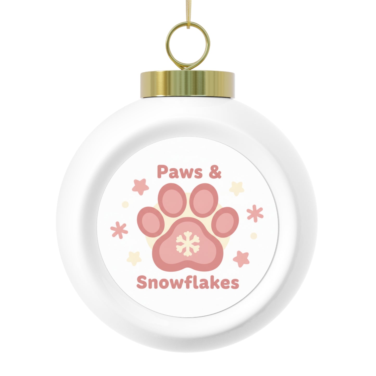 Christmas Ball Ornament - Paws & Snowflakes Pet Holiday Ornament