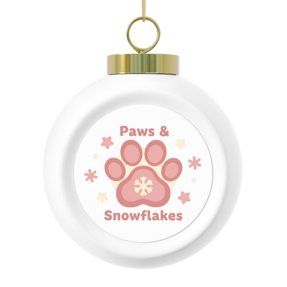 Christmas Ball Ornament - Paws & Snowflakes Pet Holiday Ornament