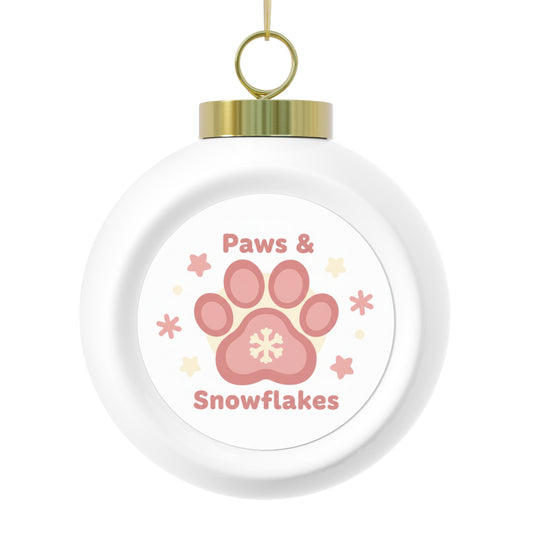 Christmas Ball Ornament - Paws & Snowflakes Pet Holiday Ornament