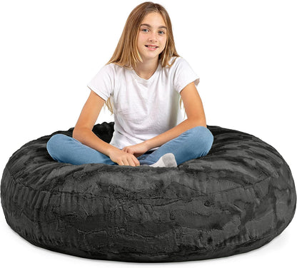 Cocoon 4 Foot Bean Bag Chair - Faux Fur, Black