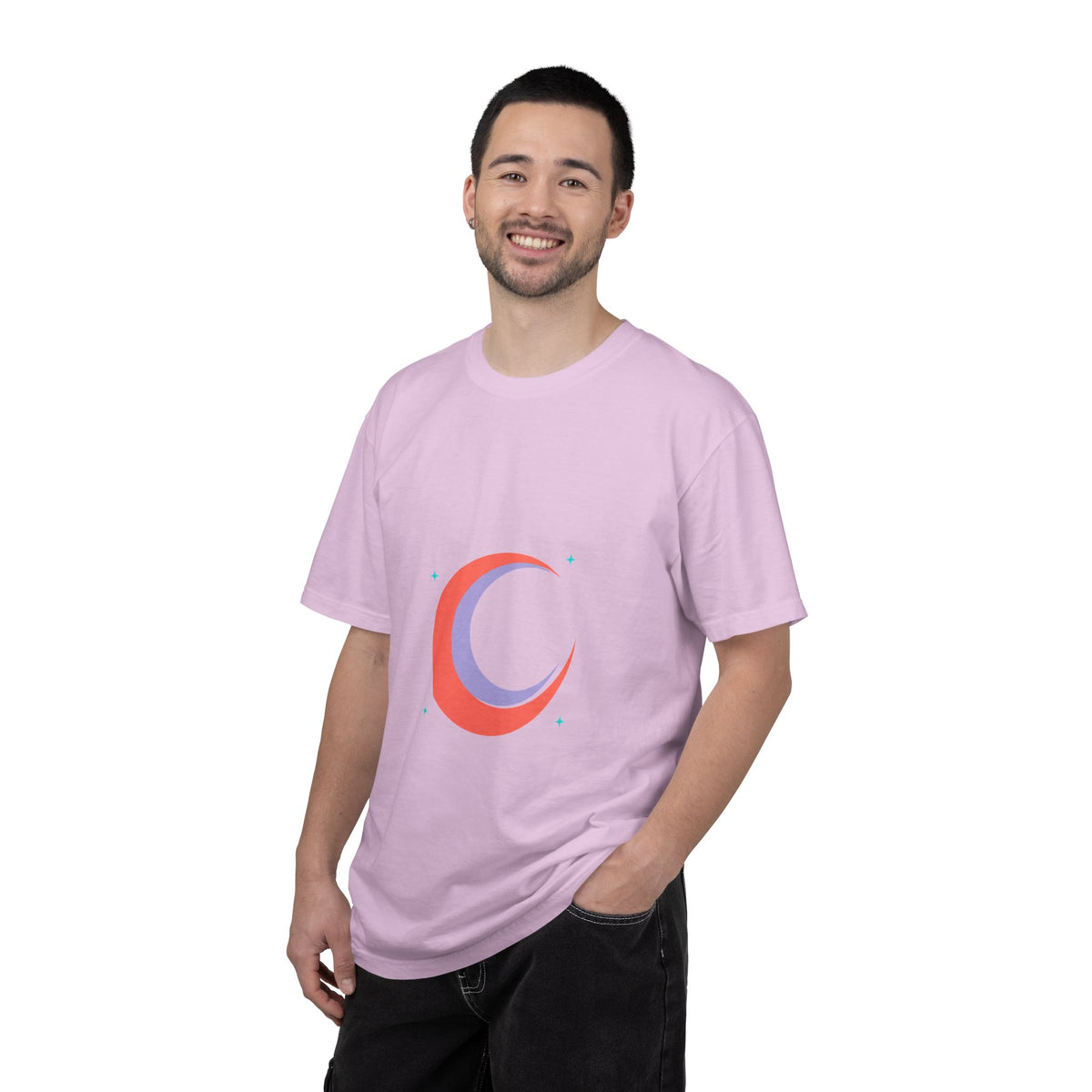 Crescent Moon Heart Graphic | Unisex Garment-Dyed Tee, Soft Cotton | Valentine & Galentine Gift | Y2K Celestial Aesthetic