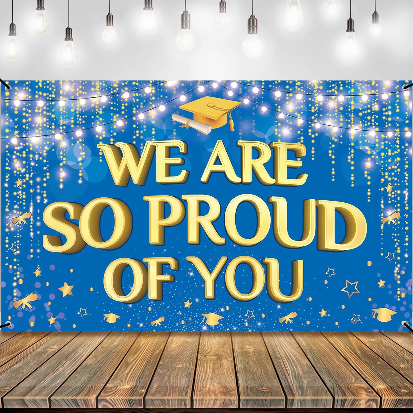 , Congratulations Grad Banner - Large, 72X44 Inch | Glitter Black and Gold Graduation Backdrop, Graduation Decorations Class of 2024 | Congratulations Banner, 2024 Graduation Party Decorations