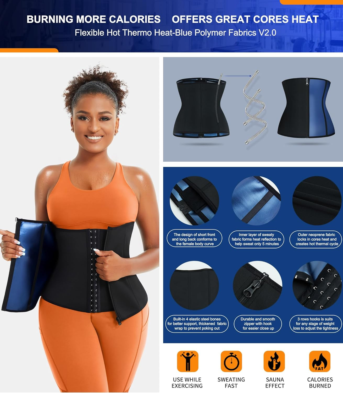 Women Waist Trainer Trimmer Corset Weight Loss Tummy Wrap Workout Belt Sweat Belly Band Sports Girdle Sauna Suit