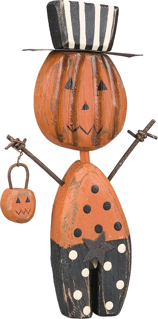 Jack Decorative Chunky Sitter Great for Halloween and Fall Decorations, 4"X6.75"X1", Multicolor