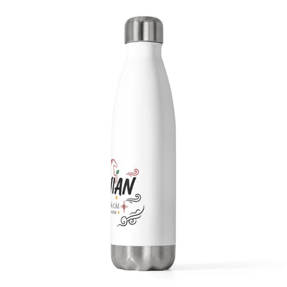 Xin Nian Brush Greeting | 20oz Insulated Stainless Steel Tumbler Bottle | Lunar New Year Family & Teacher Gift | Red Gold Festive