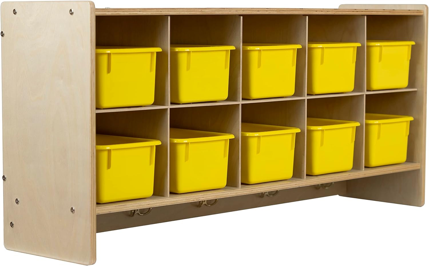 Cubby Storage Organizer Cubes, 10 Cubbies with Coat Hooks, Hanging Wall Cubby Shelf for Kids Toys, Daycare, Classroom, 47-Inch Width