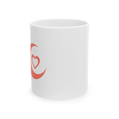 Crescent Moon Heart Gradient | 11oz Ceramic Coffee Mug for Self-Care | Galentine’s & Valentine Gift | Y2K Celestial Aesthetic