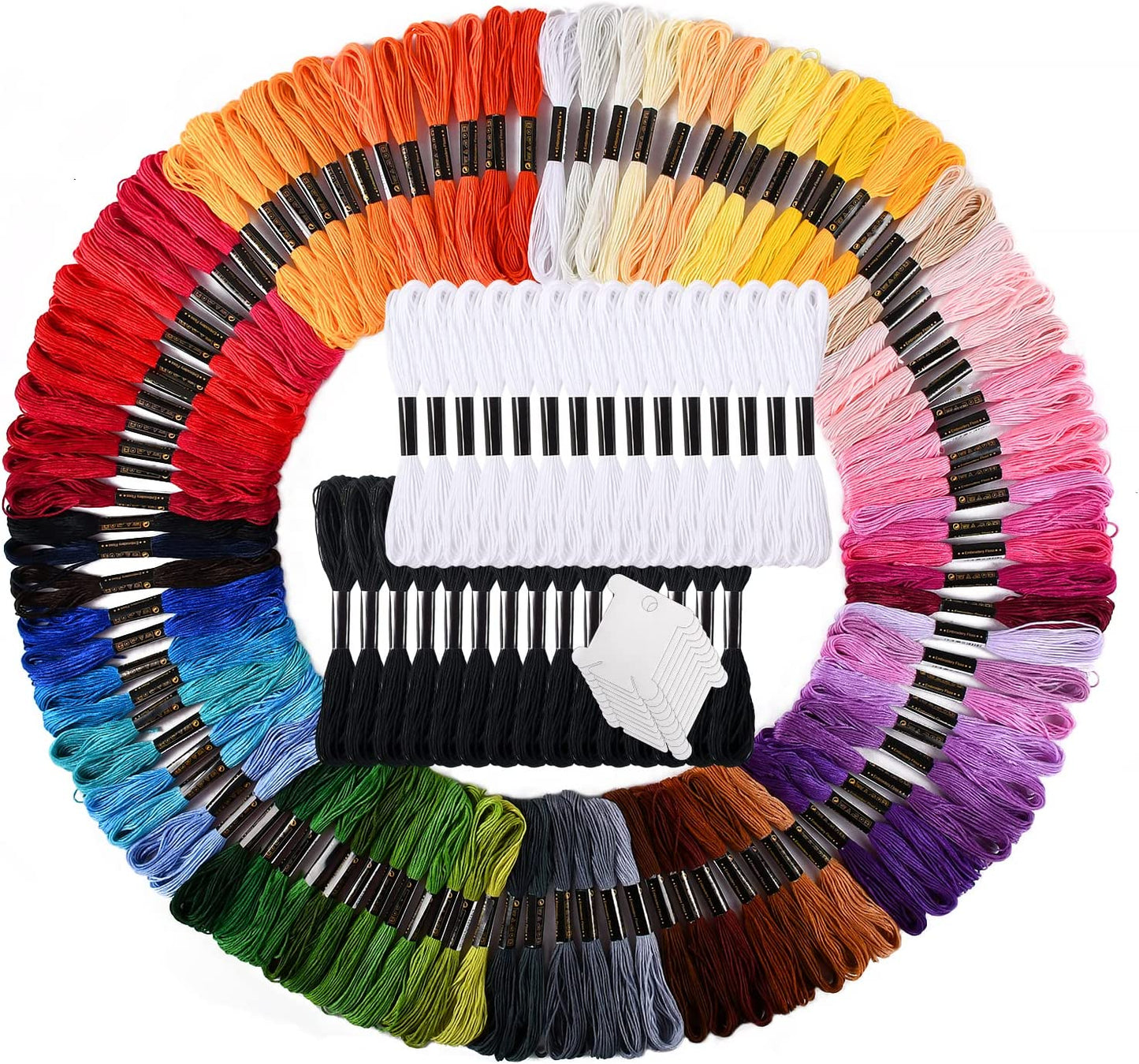 447 Skeins Embroidery Floss 30 Skeins White & Black Embroidery Thread for Friendship Bracelets Arts DIY Crafts with 20 PCS Floss Bobbins