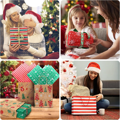 100 Sheets Christmas Tissue Paper Xmas Bulk Gift Wrapping Paper Bag for Christmas Gift Wrapping Boxes DIY Crafts Birthday Holiday Decoration 19.7 ×13.8 Inch (10 Patterns)