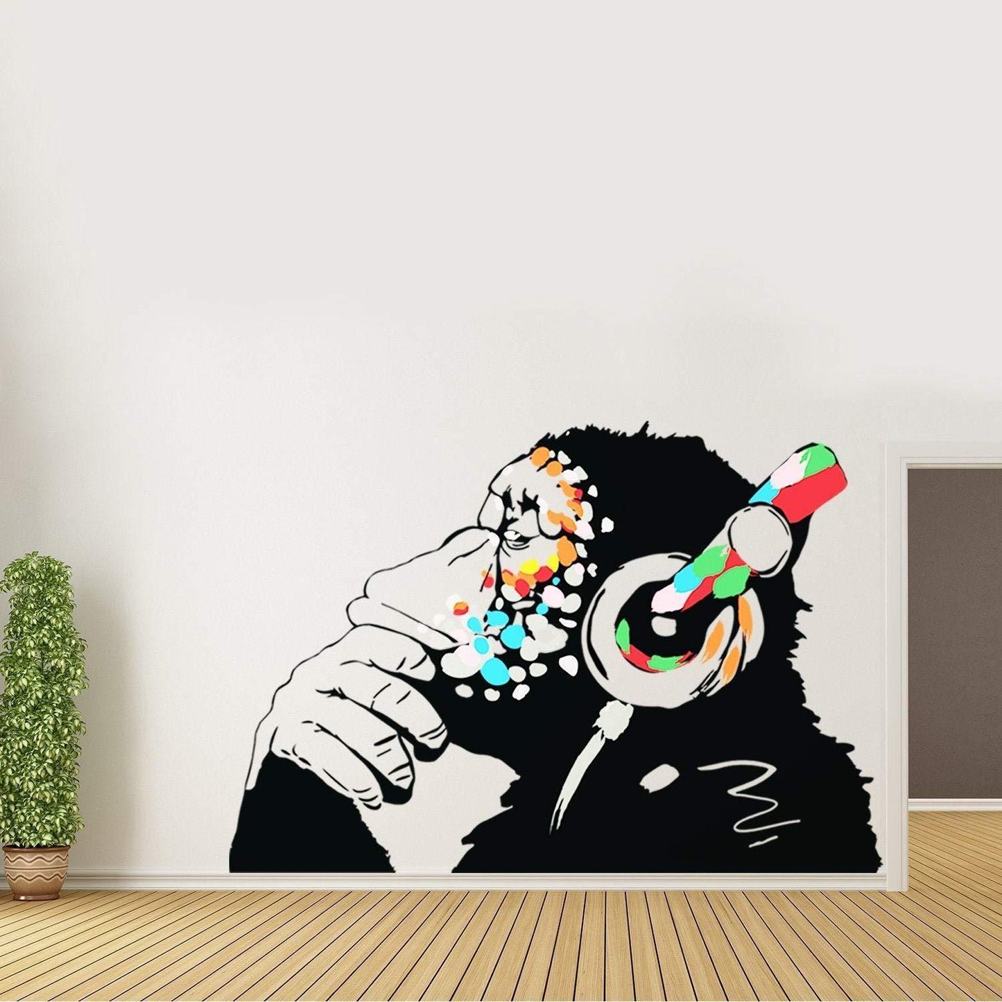 Banksy Thinking Monkey Sticker   Art Vinyl Street Dj Baksy Wall Decal