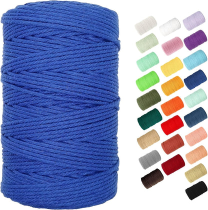 Macrame Cord,  3Mm Cotton Rope 220 Yards(200M) Twine String, 100% Natural Cotton Colored Macrame Rope for Macrame Kit, Plant Hangers, Wall Hanging, Christmas or Wedding Decorative(Navy Blue)