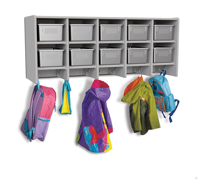 Rainbow Accents 0771JC000 10 Section Wall Mount Coat Locker - with Trays - Gray