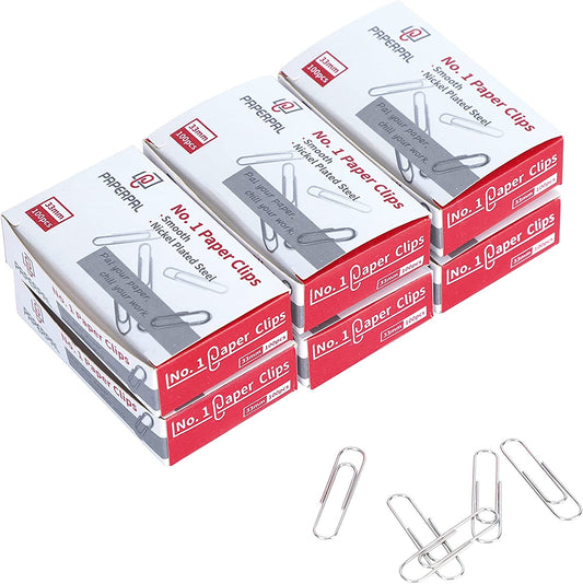 #1 Smooth Paper Clips, 600 Medium Paper Clips (6 Boxes of 100 Each), Paperclips for Office School & Personal Use, Daily DIY, 1-2/7" Silver Paper Clip Standard Size (No. 1 Paper Clips, Smooth)