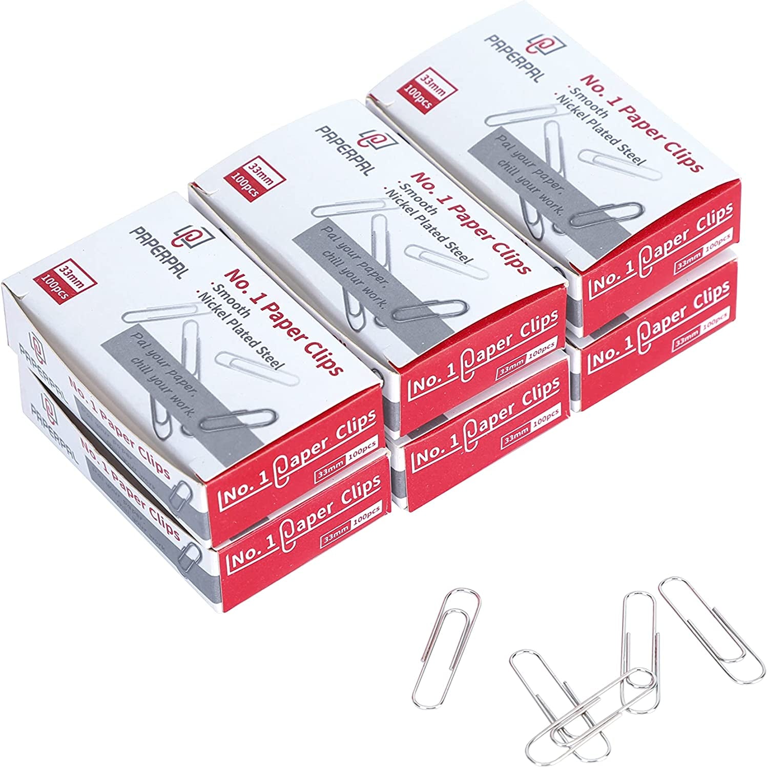 #1 Nonskid Paper Clips, 600 Medium Paper Clips (6 Boxes of 100 Each), Paperclips for Office School & Personal Use, Daily DIY, 1-2/7" Silver Heavy Duty Non-Skid Paper Clip Standard Size