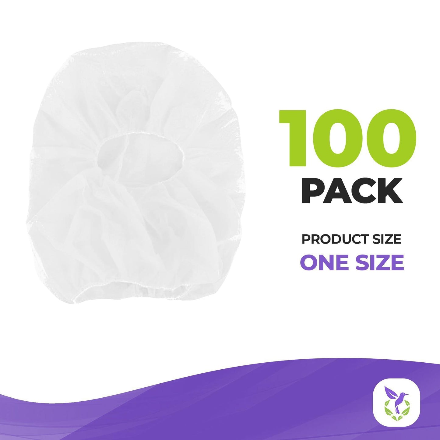 AMZ Disposable Hood Caps One Size. 100 Pack of White Polypropylene Surgical