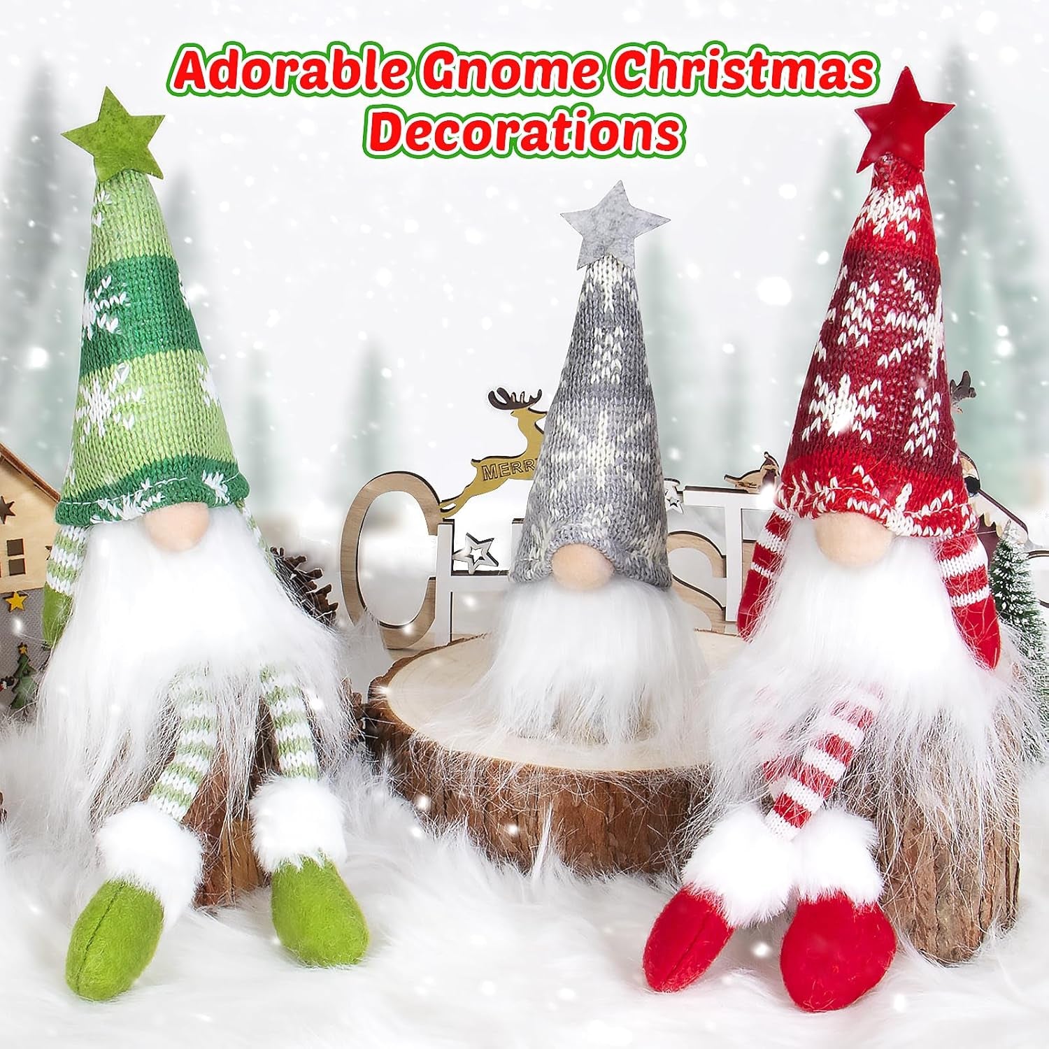 6 Pack Gnomes Christmas Decorations, Lighted Handmade Swedish Tomte Light up Plush Elf Holiday Present Gift Scandinavian Santa Tabletop Xmas Christmas Ornaments Decor