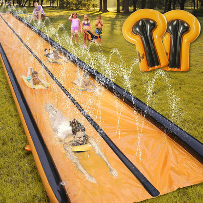 Slip Water Slide for Kids and Adults, 26Ft Extra Long Double Slip with 2 Inflatable Bodyboards, Adults and Kids Slip Water Slide for Backyard Lawn, Summer Outdoor Water Toy