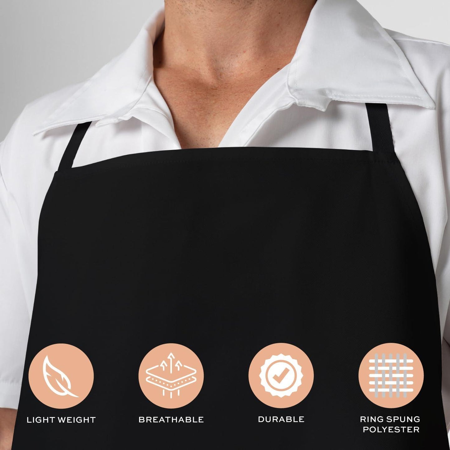 White Classic Black Aprons for Adults   Commercial Chef Apron Kitchen Aprons