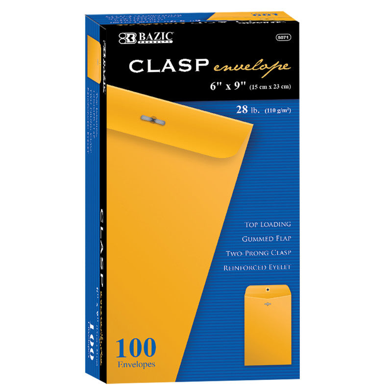 Clasp Envelope, 6" x 9", Box of 100