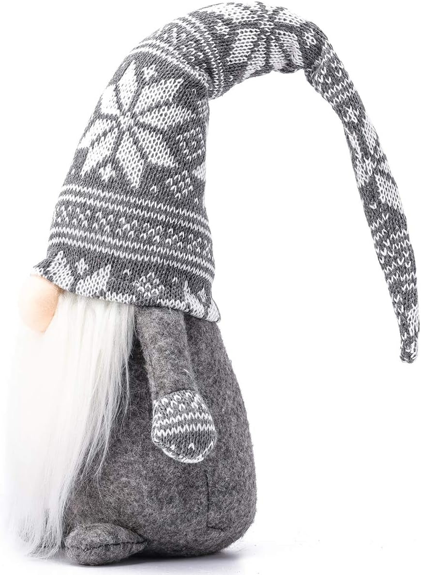 Holiday Gnome Handmade Swedish Tomte, Christmas Elf Decoration Ornaments Thanks Giving Day Gifts Swedish Gnomes Tomte (Grey Snowflake-19 Inches)