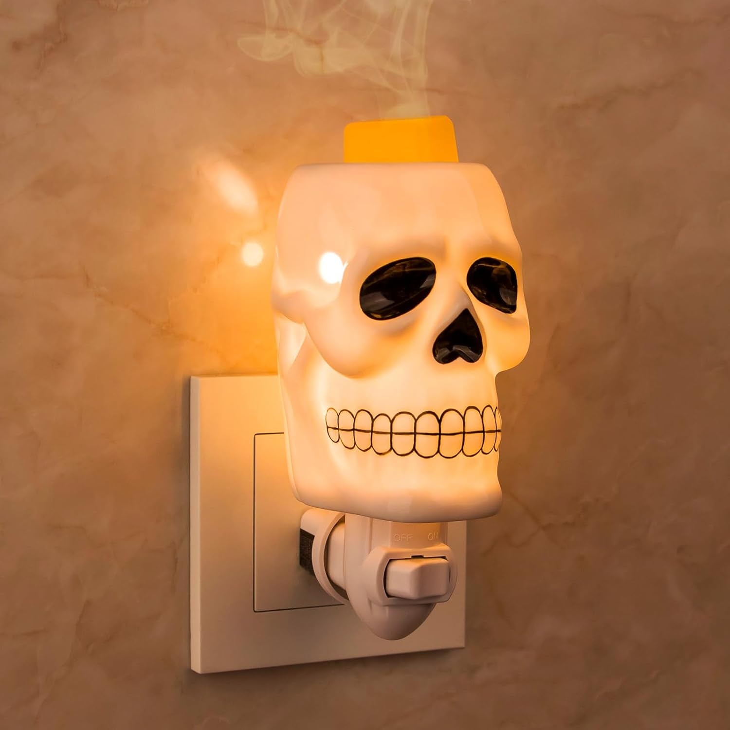 Halloween Pluggable Fragrance Warmer Wax Melter for Home/Dorm/Office Decorative Night Light Pleasant Gifts Safe to Use Packaged Together with Two Bulbs-Wicked Witch - Joker Skull