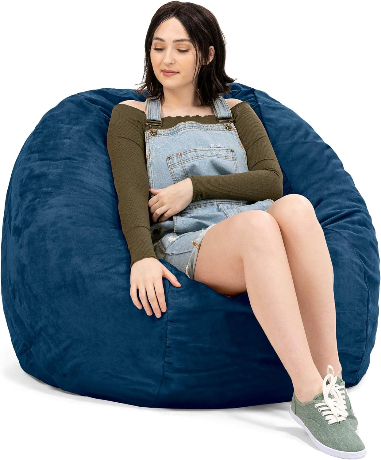 Saxx 4 Ft Plush round Bean Bag, 4-Foot, Microsuede Charcoal