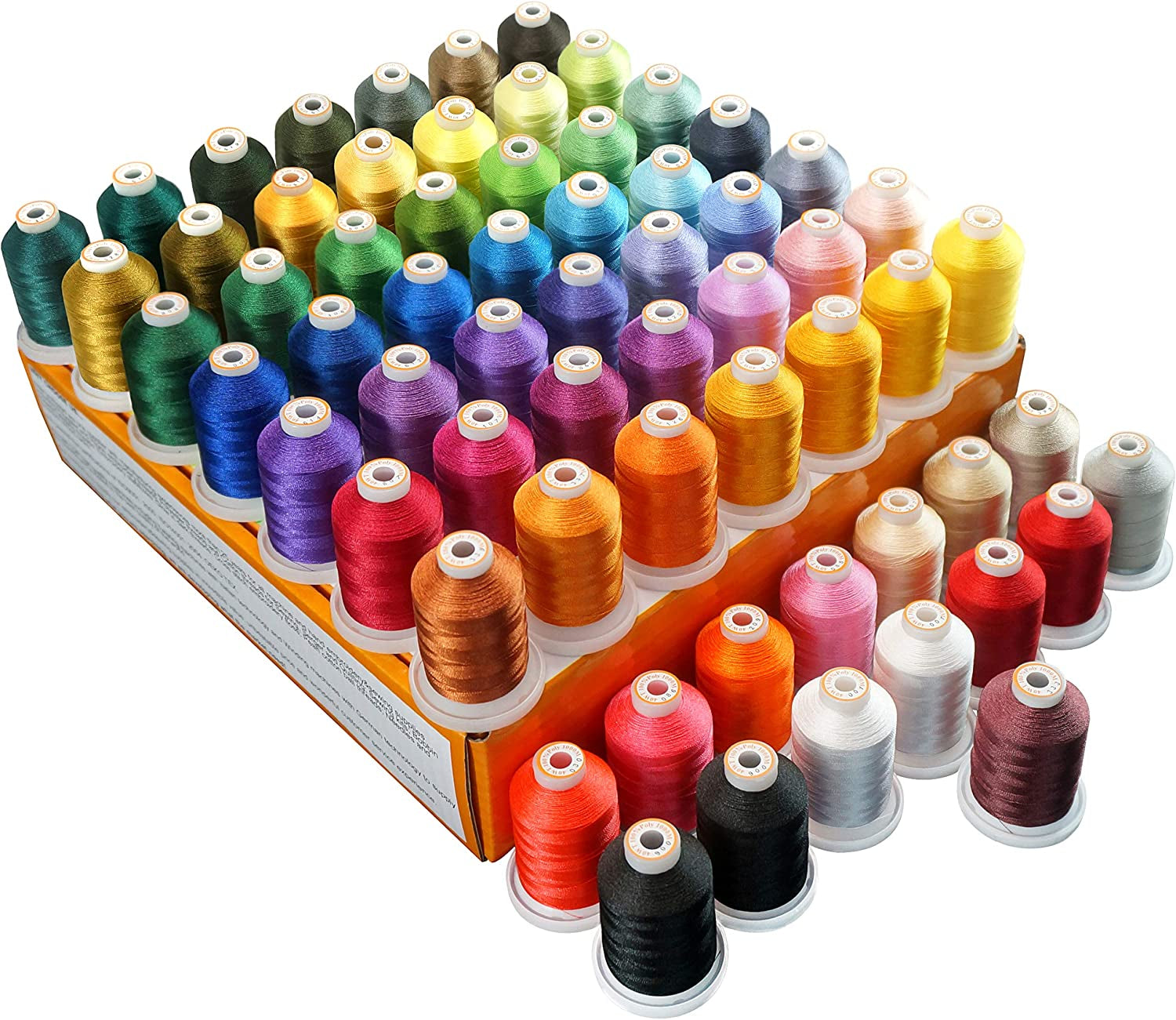 64 Spools 1000M (1100Y) Polyester Embroidery Machine Thread Kit for Professional Embroiderer and Beginner