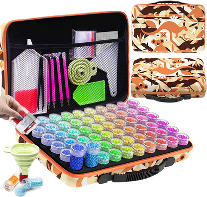 Diamond Painting Storage Boxes, 60 Slots Bead Storage with 5D Diamond Art Accessories and Tools Kit