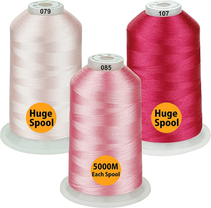 - 33 Selections - Various Assorted Color Packs of Polyester Embroidery Machine Thread Huge Spool 5500Y for All Purpose Sewing Embroidery Machines - #900 Black