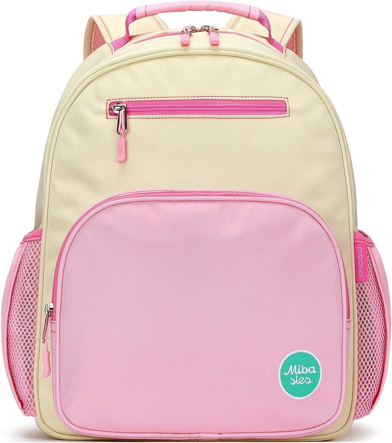 Girls Backpack for Elementary School, Backpack for Girls 5-8, Lightweight Kids Backpacks for Girls（Beige Pink）