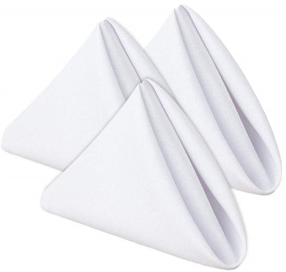 [24 Pack White] 100% Polyester Soft Durable Washable Cloth Table Napkins 17 x