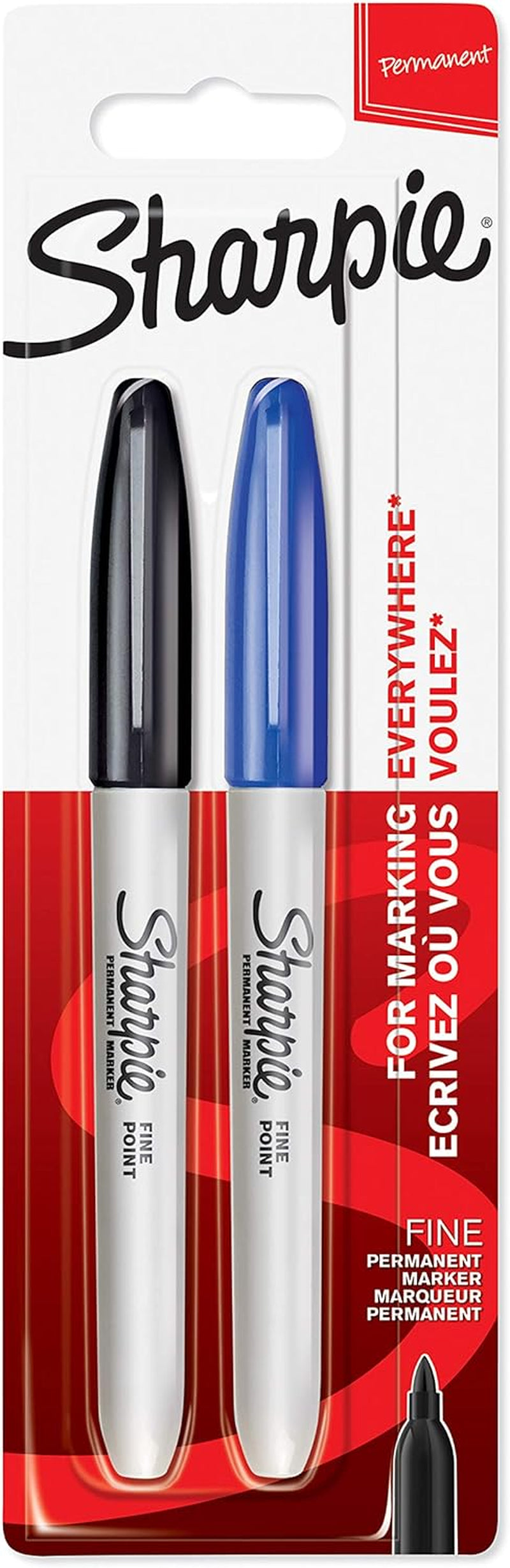 Permanent Markers | Fine Point | Black & Blue | 2 Count