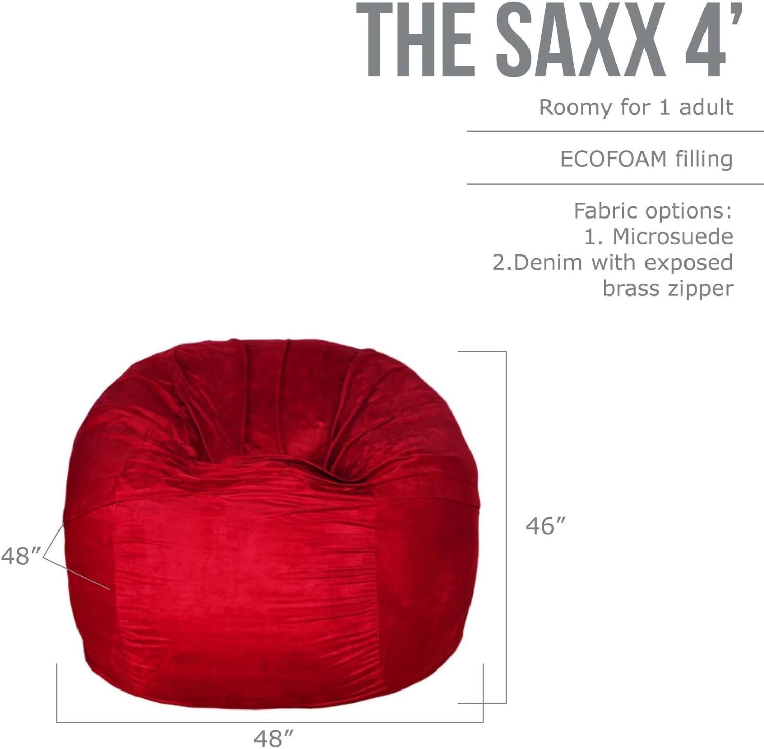 Saxx 4 Ft Plush round Bean Bag, 4-Foot, Microsuede Charcoal