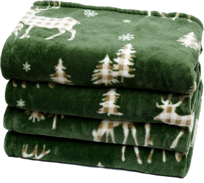 Printed Fleece Blanket Twin Size, No Shed No Pilling Ultra Soft Plush Cozy Xmas Prints Theme Home Décor Flannel Blanket for Bed, Sofa, Couch and Gift, 66" X 90", Northern Winter