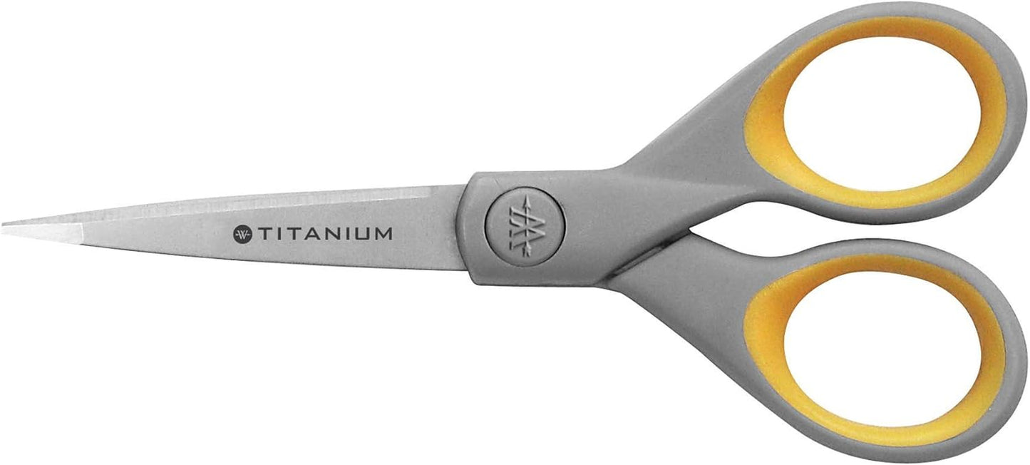 Titanium Bonded Scissors with Soft Handles, 7" Straight, Single (13526)